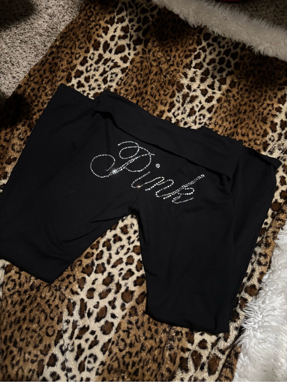 PINK Victoria's Secret Black Bike Shorts with Rhinestone Script